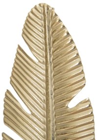 Decoratiune cu suport pentru lumanare aurie din metal, 10x10x30 cm, Leaf Mauro Ferretti