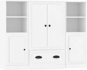 vidaXL Dulapuri înalte, 3 piese, alb, lemn prelucrat
