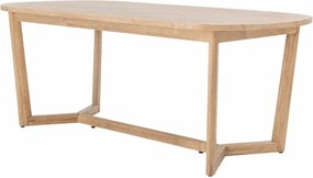 Masă dining ovală din lemn de hevea, natur, 10 locuri, cu bază în formă de Y, finisaj antichizat, 75 x 200 x 100 cm, „Serrone”