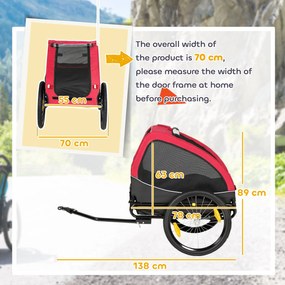 PawHut Remorcă pliabilă pentru câini cu reflectoare, ferestre din plasă, roți, ușă și steag de siguranță pentru câini până la 20 kg 138x70x89 cm Roșu | Aosom Romania