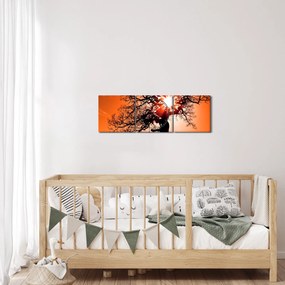 Tablou - Fag la apus de soare (cu ceas) (90x30 cm)