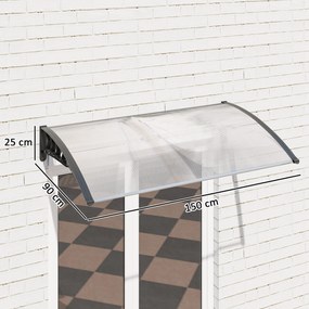 Outsunny Copertină Curbată pentru Exterior cu Panouri din Policarbonat și Sistem de Fixare Inclus | Aosom Romania