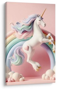 Tablou lume roz cu unicorn și curcubeu