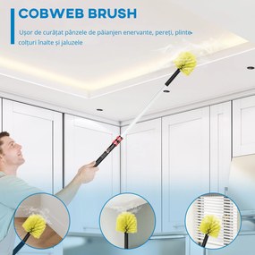 HOMCOM Kit de Curățare cu Stâlp Telescopic 3,5m și Cap Pliabil, Microfibră pentru Praf | Aosom Romania