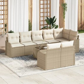 vidaXL Set de canapele pentru grădină cu pernă 9 pcs Bej Rattan poli