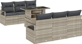 vidaXL Set de canapele pentru grădină 7 pcs Gri deschis poliratan