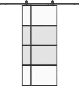 vidaXL Ușă glisantă cu set feronerie neagră 90x205cm sticlă securizată