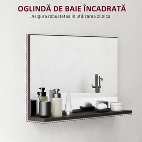 Kleankin Oglindă Baie Modernă 60x40 Alb | Aosom Romania