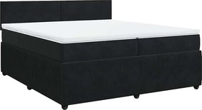 vidaXL Pat box spring cu saltea, negru, 200x200 cm, catifea