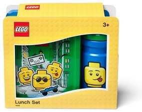 Set caserolă pentru gustări și sticlă LEGO® Iconic, verde - albastru