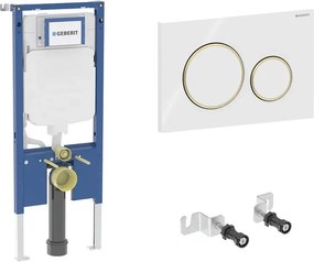 Rezervor WC cu cadru incastrat Geberit Duofix Sigma set fixare si calpeta de actionare Sigma20 alb-auriu