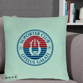 Perna Personalizata Otelul Galati Suporter Club 1964, 40x40 cm, Verde Menta, Husa Detasabila, Perna Inclusa, BEKZ®