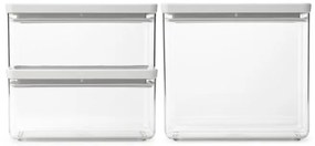 Cutii depozitare Brabantia Tasty+ Stackable 1008882, 1.5L/3.5L, Fara BPA, Inchidere etansa, Gri deschis