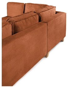 Colțar portocaliu extensibil cu tapițerie din catifea reiată (cu colț pe partea stângă ) Tori – Bonami Selection