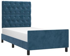 Cadru de pat cu tablie, albastru inchis, 80x200 cm, catifea Albastru inchis, 80 x 200 cm, Design cu nasturi