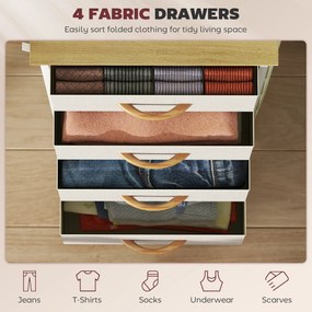 HOMCOM Comodă cu 4 sertare pliabile cu 4 buzunare de depozitare și 2 cârlige | Aosom Romania