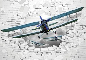 Fototapet - Avionul zboară din perete 3D (254x184 cm)