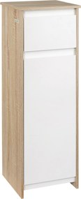 kleankin Dulap de Baie, Comodă cu 2 Niveluri și 1 Sertar din MDF, 32.6x30x90 cm, Lemn natural+Alb | Aosom Romania