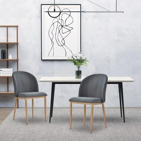 HomCom set 2 scaune captusite, scaune moi pentru sufragerie, scaune pentru living 50x58x85 cm, gri | AOSOM RO