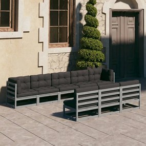 3077146 vidaXL Set mobilier grădină cu perne, 8 piese, lemn masiv de pin