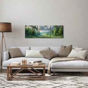 Tablou - Peisaj verde (cu ceas) (90x30 cm)