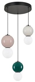 Lustra LED decorativa portelan mocha, jasper, gri, sticla alb, NOESIS