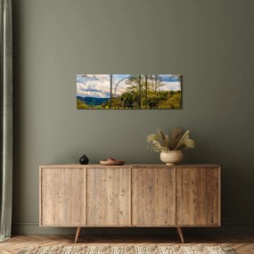 Tablou - Barcă pe lac (cu ceas) (90x30 cm)