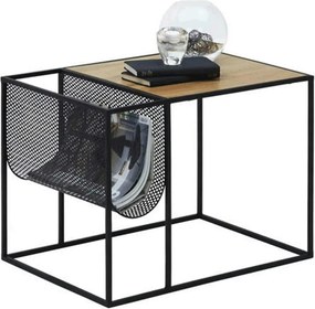 Masuta cafea FLYN, stejar/negru, metal, 55x40x45 cm