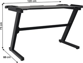 Birou PC/birou gaming, negru, JADIS