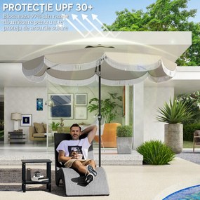 Outsunny Umbrelă de Grădină Inclinabilă 2.7x2.7 m cu Manivelă, Umbrelă Rotundă de Exterior cu 8 Spițe, din Metal și Poliester, pentru Curte sau Balcon, UV 30+, Gri Deschis | Aosom Romania