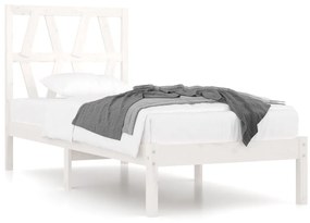 3103959 vidaXL Cadru de pat 2FT6 Small Single, alb, 75x190 cm, lemn masiv pin
