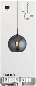 Pendul design modern cu abajur fumuriu AMSTERDAM