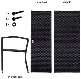 STILISTA Bancă de grădină din poliratan, 122 x 52 cm, negru
