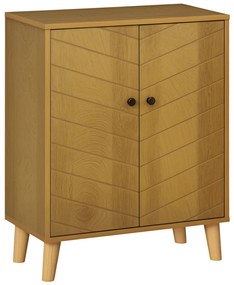 HOMCOM Dulap Vintage cu Uși Chevron Duble și Picioare din Lemn de Pin, Efect de Lemn Natural, Design Retro | Aosom Romania