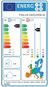 Aparat de aer conditionat inverter Finlux 24QUA58LIS, 24000 BTU, 55 m², A+++, Wi-Fi, Incalzire unitate exterioara, Filtru cu plasma, suflare 4D, Alb