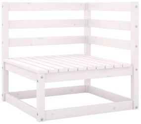 Canapea de colt pentru gradina, alb, lemn masiv de pin Alb, Canapea coltar, 1