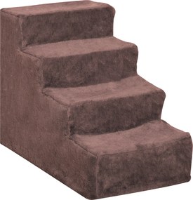 PawHut Scăriță pentru Câini Portabilă cu 4 Trepte, Scară pentru Animale Domestice, 60x35x44 cm, Gri Deschis | Aosom Romania