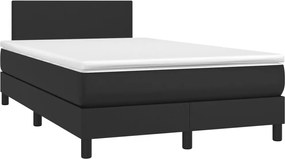 vidaXL Pat box spring cu saltea, negru, 120x190 cm, piele ecologică
