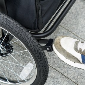 PawHut Cărucior pentru câini, rabatabil, acoperiș rabatabil, pernă pentru odihnă, cadru din oțel, Gri/Negru | Aosom Romania