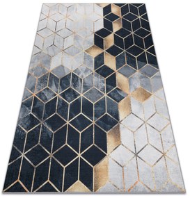 ANDRE 1171 covor lavabil cub, geometric anti-alunecare - negru / aur - SECUNDAR-COTATI PRODUSUL