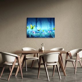 Tablou pe sticlă - Poiană mistică de pădure (70x50 cm)