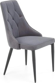 Scaun K365, gri/negru, stofa catifelata/metal, 52x57x90 cm