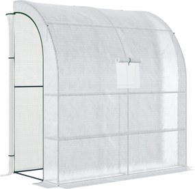 Outsunny 7' x 3' x 7' Outdoor Walk-In Greenhouse, Plant Nursery with Roll-up Windows, PE Cover, and 3 Wire Shelves, White | Aosom Romania