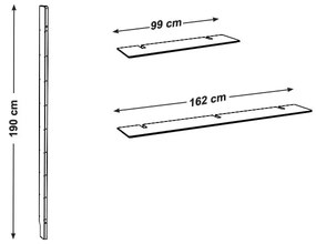 Sistem modular de rafturi alb/aspect de lemn de stejar 162x190 cm Bridge – Tenzo