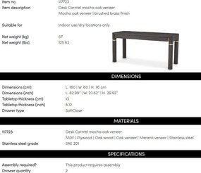 Birou modern design LUX Carmel, Mocha