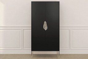 Dulap TV lemn masiv Merlin Personalizabilă Accesorii placate cu Aur, 80,1 × 40 × 160 cm - Alb