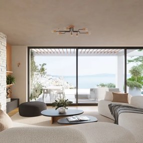 Lustră aplicată Sollux SL.1671 TIMBO 8xE27/15W/230V negru/bej/fag