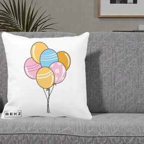 Perna Decorativa Baloane Petrecere, 40x40 cm, Alba Mata, Husa Detasabila, Perna Inclusa, BEKZ®