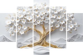 Tablou – Arborele vieții 3D plin de flori (150x105 cm)