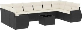 vidaXL Set canapele de grădină cu perne, 11 piese, negru, poliratan